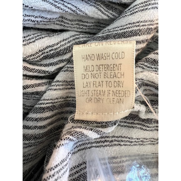 LoveStitch Fallon Cutout Grey & White Striped Long Sleeve Boho Midi Dress Size L - Picture 9 of 10